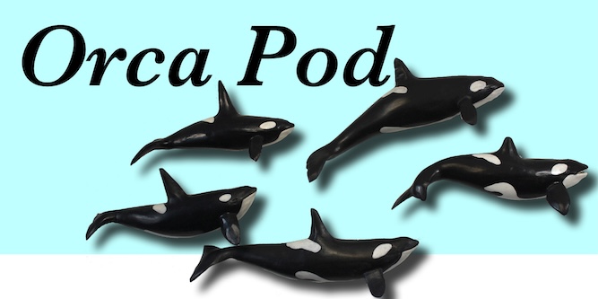 Hand-sculpted Orca Pods, Killer Whale or killer whale pods, wildlife art, wildlife sculpture